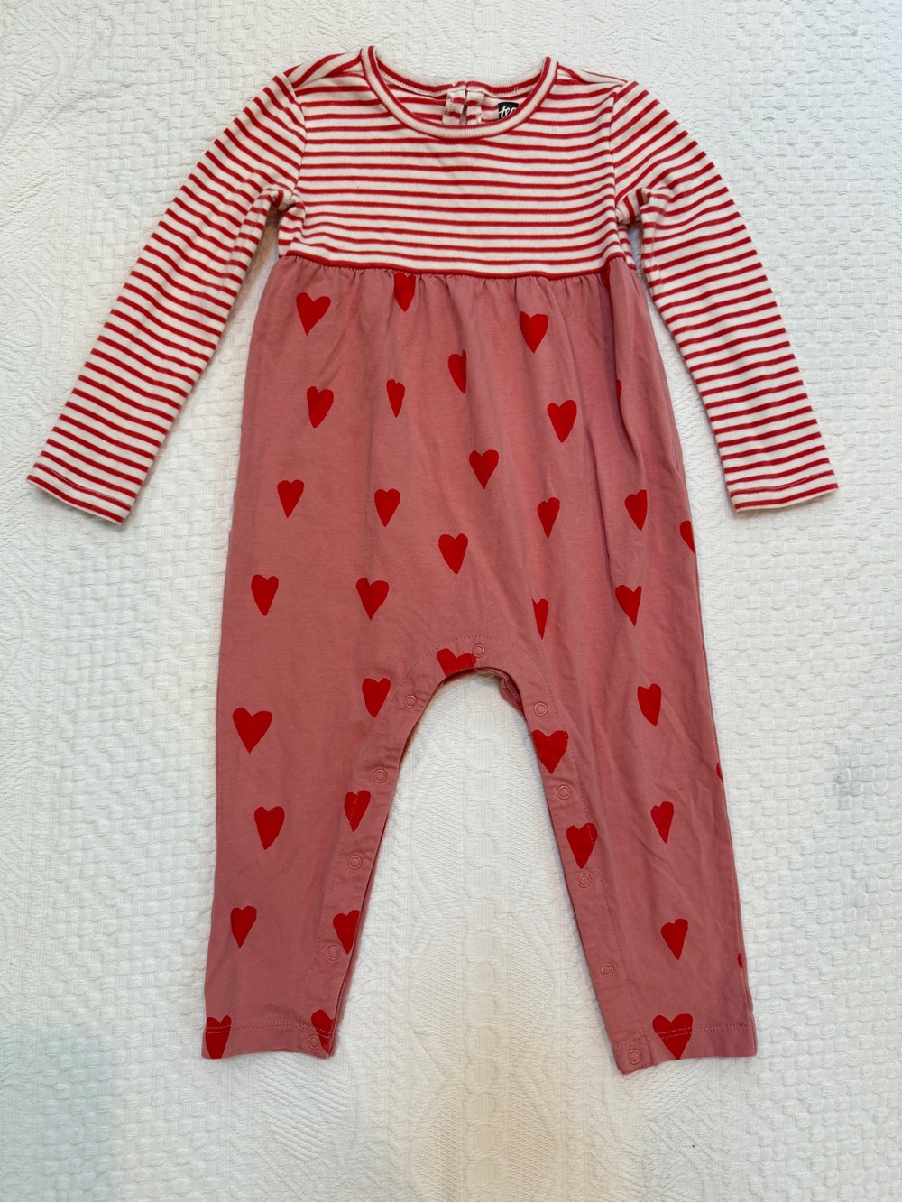 Tea Collection Long Sleeve Heart Romper Baby Girls Size 18-24 Months
